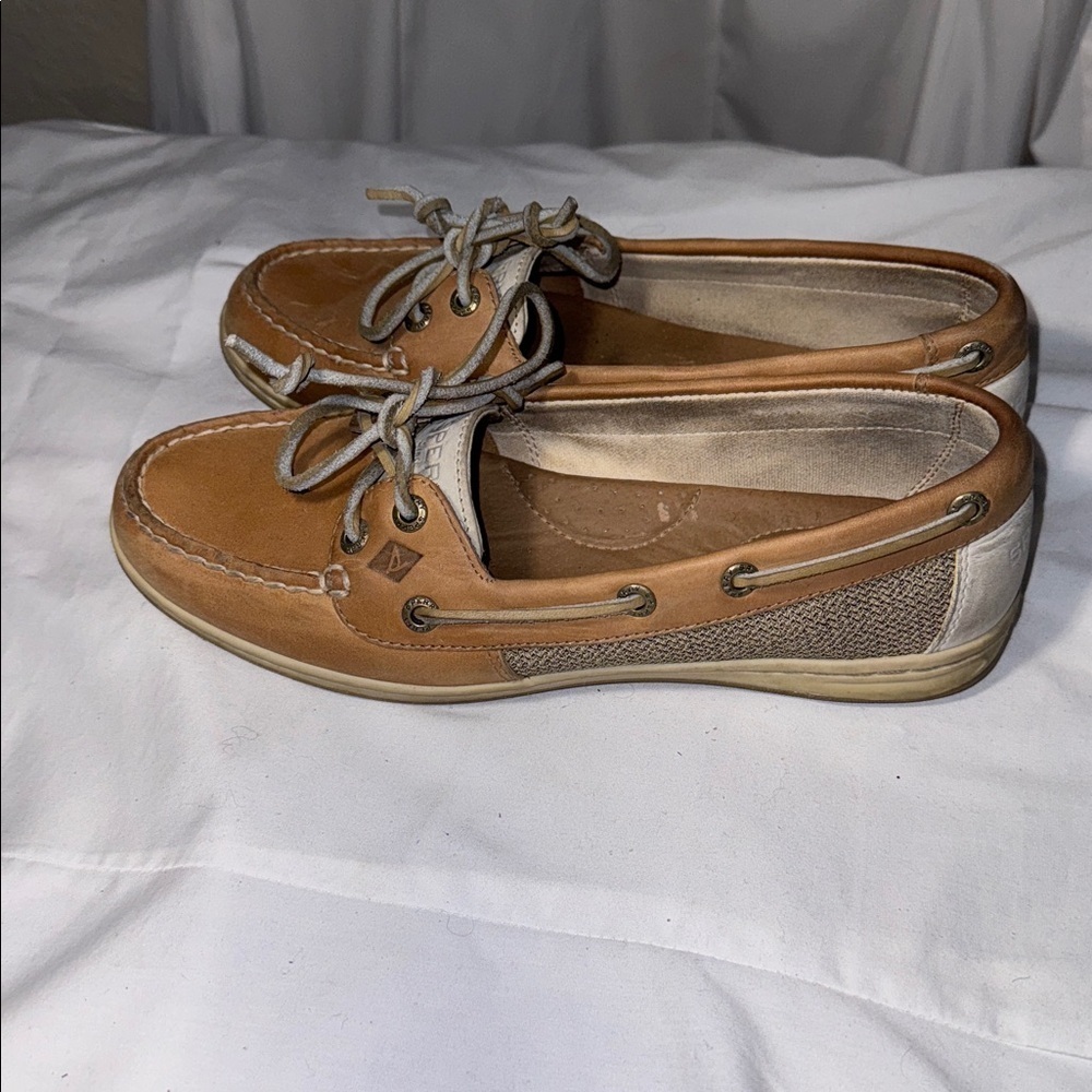 Sperry Women’s Top-Sider Leather Boat Shoes Brown Tan Size 7.5M Casual Preppy